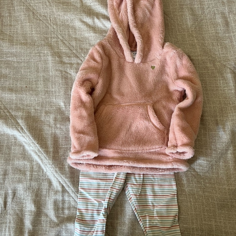 Carter's Pink Fleece Hoodie with Striped Pants